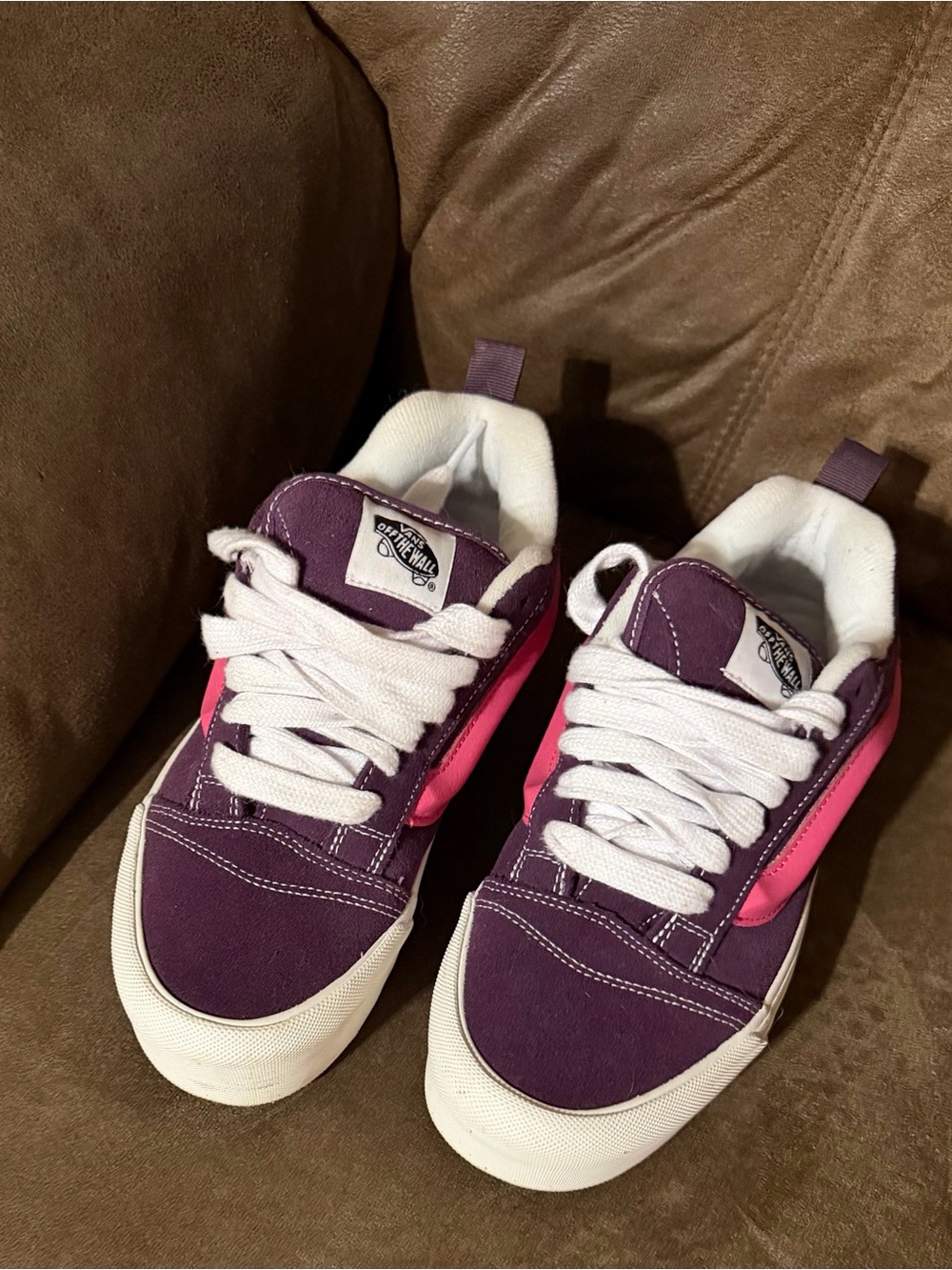 Vans  Knu Skool Stacked Platform Purple and Pink Low-Top Skate Sneakers